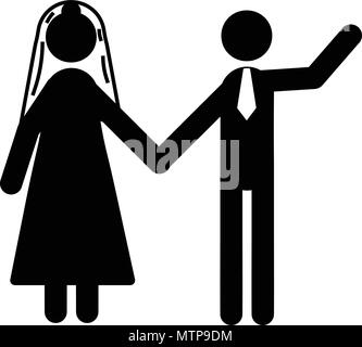 A couple getting married at a wedding ceremony icon, isolated on white background Stock Vector