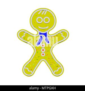 Gingerbread Man Isolated. Sweet Classic Christmas Cookie Stock Vector