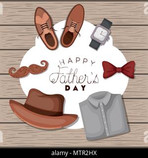 happy fathers day card with set accessories Stock Vector