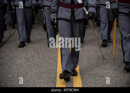 Cadets from West Point U.S. Military Academy march along a practice route on Joint Base Myer-Henderson Hall, Virginia, on Jan. 19 in preparation for the upcoming Presidential Inauguration Parade in Washington, D.C. During rehearsals, U.S. Army Reserve Soldiers practiced with members of the 3rd U.S. Infantry Regiment (The Old Guard), the U.S. Army Field Band, West Point and the D.C. National Guard, which totaled approximately 500 service members and cadets. (U.S. Army Reserve photo by Master Sgt. Michel Sauret) Stock Photo