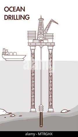 vector illustration of a Ocean Drilling Stock Vector