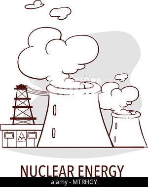 Nuclear energy industrial concept. Stock Vector