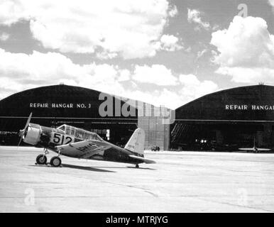 Vultee BT-13 at Tinker Air Force Base. Stock Photo