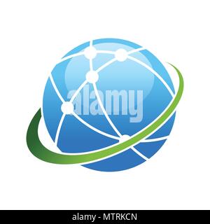 Worldwide Broadband Satellite Swoosh Vector Symbol Graphic Logo Design Stock Vector