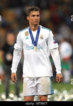 Real Madrid's Cristiano Ronaldo celebrates winning the UEFA