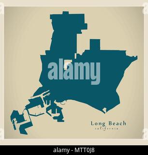 Modern City Map - Long Beach California city of the USA Stock Vector