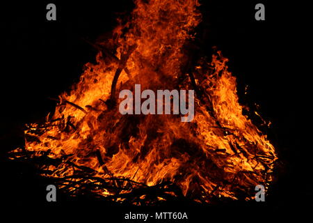 Big fire against a black background Stock Photo