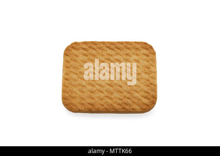 One square biscuits. Isolated on white background. Stock Photo