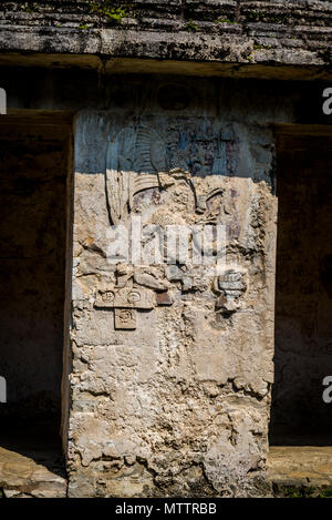 Palenque, The Palace, ruins of Maya city in southern Mexico, Bas-relief sculpture, Chiapas, Mexico Stock Photo