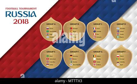 Fifa world cup russia 2018 group a fixture Vector Image
