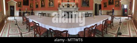 Weston-under-Lizard, England, 29th, May, 2018.  Weston Park Stately House.  The Dining Room of the main house Stock Photo