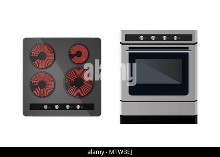 Kitchen electric stove Stock Vector