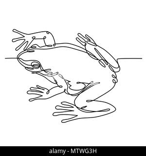 Frog one line drawing, Continuous one line drawing. Black and white vector illustration. Concept for logo, card, banner, poster, flyer Stock Vector