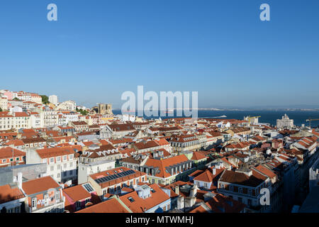 Lisbon, Portugal - May 03, 2018: Elevated view of Lisbon skyline. Stock Photo