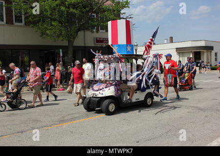 Scene from the Memorial Day Parade in small town Park Ridge, Illinois. Stock Photo