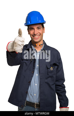 Portrait of a smiling worker. Isolated on white background Stock Photo