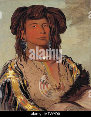 . English: Ha-wón-je-tah, One Horn, Head Chief of the Miniconjou Tribe (1832) . George Catlin 456 OneHornByGeorgeCaitlin1832 Stock Photo