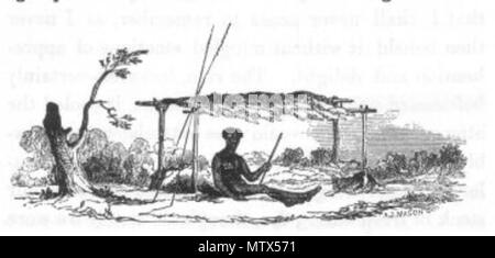 . This is an illustration entitled 'Native habitation' from Volume 1 of John Lort Stokes' 1846 book Discoveries in Australia. 1846. John Lort Stokes 438 Native habitation (Discoveries in Australia) Stock Photo