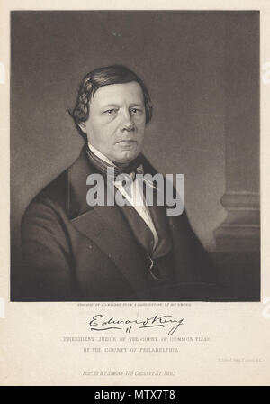 . Edward King (1794-1873) . Contemporary portrait. Engraving by Henry S. Wagner (fl. 1850), after a painting by Montgomery P. Simons (1817-1877) 328 JudgeEdwardKing Stock Photo