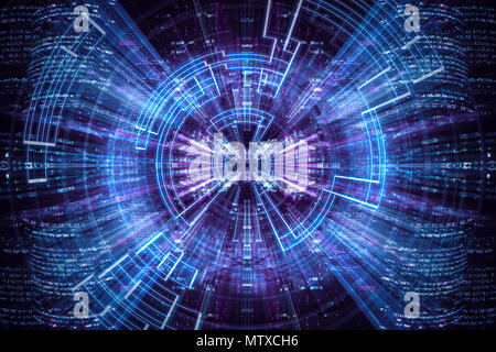 Hi-tech abstract background. Cityscape of skyscrapers Horizontal Stock Photo