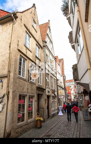 the lane Schnoor in the Schnoor neighbourhood, the medieval centre of Bremen, Germany.  die Gasse Schnoor im Schnoorviertel in der Altstadt von Bremen Stock Photo