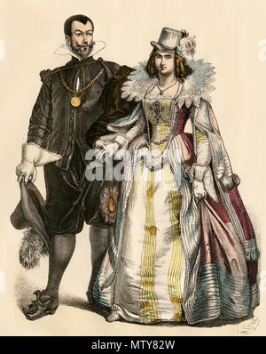 A dutch noble man and woman in the fashion of the 17th century Stock ...