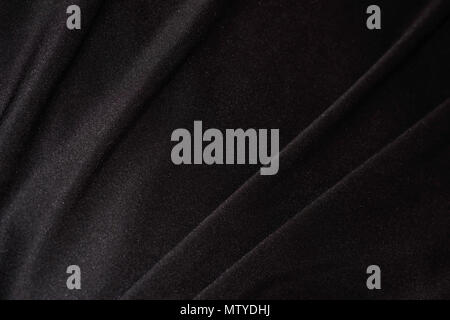 Smooth Black Satin Textile Fabric Close-up Frame Stock Photo