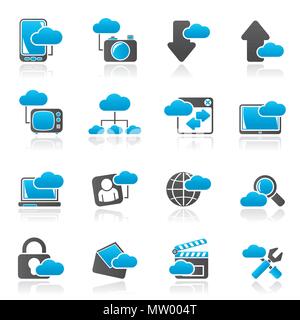 Cloud services and objects icons - vector icon set Stock Vector Image ...