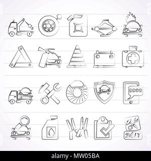 Roadside Assistance and tow  icons  - vector icon set Stock Vector