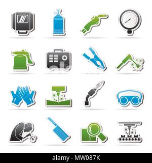 Welding and construction tools icons - vector icon set Stock Vector