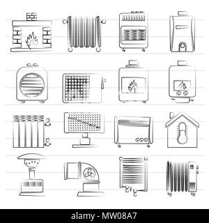 Home Heating appliances icons - vector icon set Stock Vector