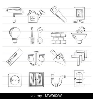 Home repair and renovation icons - vector icon set Stock Vector