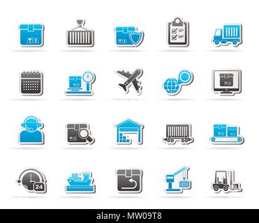 Logistics, delivery, transportation and cargo icons -vector icon set Stock Vector