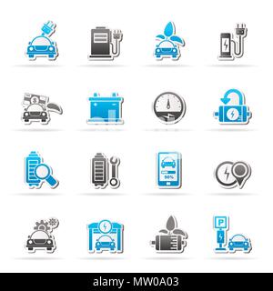 Ecology and Electric Car icons - vector icon set Stock Vector