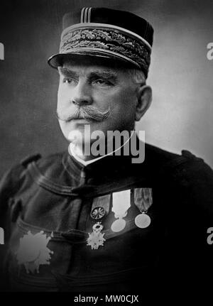 . English: Photograph of French Commander-In-Chief, Marshal Joseph Joffre . between 1914 and 1918. Unknown 481 Photo portrait of Gen Joffre (darker) Stock Photo