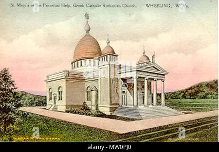 . 1917 postcard of St. Mary's of the Perpetual Help Greek Catholic Ruthenian Church - Wheeling, WV . 1917. Unknown 498 PostcardStMarysofthePerpetualHelpWheelingWV Stock Photo