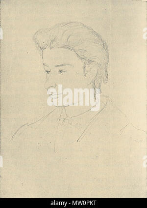 . Georg Brandes som ung. Tegning fra 1868 af Gotfred Rump. 27th of August. Saddhiyama 237 Georg Brandes som ung Stock Photo