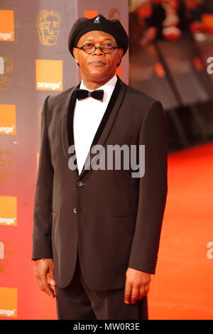 Samuel L Jackson on the Red Carpet arriving for the 2011 Orange British Academy Film Awards, BAFTA's at The Royal Opera House, Covent Garden, England, UK Stock Photo