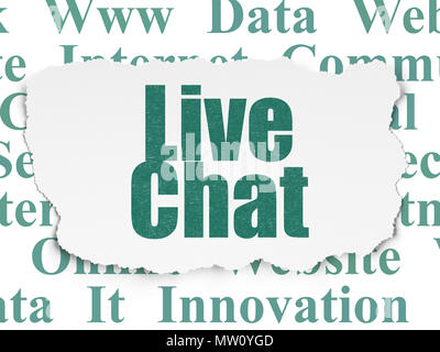 Web design concept: Painted green text Live Chat on Torn Paper background with  Tag Cloud Stock Photo