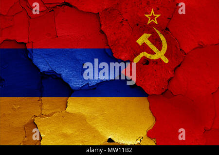flags of Armenia and Soviet Union Stock Photo