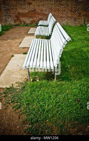 Three empty benches Stock Photo - Alamy