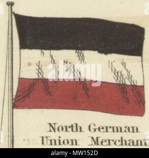 . English: North German Union Merchant. Johnson's new chart of national emblems, 1868.jpg Johnson's new chart of national emblems. Print showing the flags of various countries, those flown by ships, and the 'Signals for Pilots.' In the top left corner is the 'United States' 37-star flag, in the top right corner is the 'Royal Standard of the United Kingdom Great Britain & Ireland'; in the bottom left corner is the 'Russian Standard' and in the bottom right corner is the 'French Standard.' The flags on this sheet differ slightly from those on another sheet numbered 4 [top left] and 5 [top right] Stock Photo