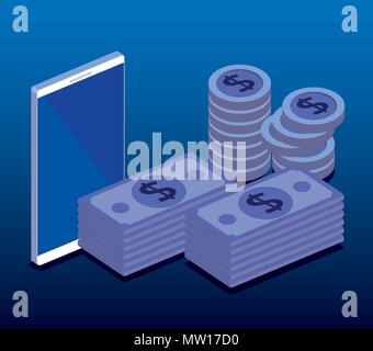 finacial transaction isometric set icons Stock Vector