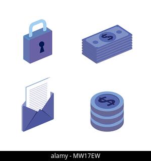 finacial transaction isometric set icons Stock Vector