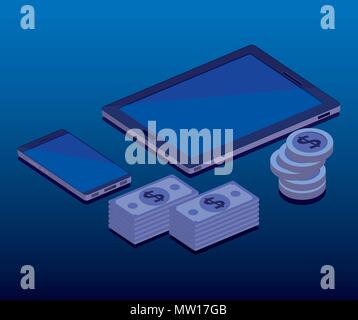finacial transaction isometric set icons Stock Vector