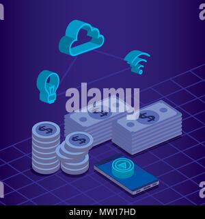 finacial transaction isometric set icons Stock Vector