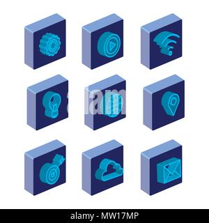 business concept isometric set icons Stock Vector