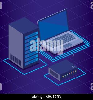 digital technology isometrics icons Stock Vector