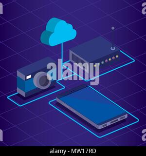 digital technology isometrics icons Stock Vector