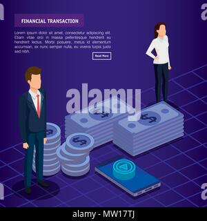 finacial transaction with business people isometric Stock Vector